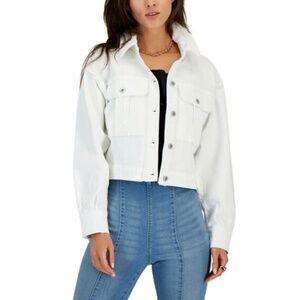 INC International Concepts Cropped White Denim Jacket